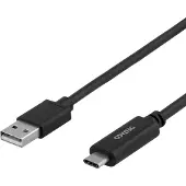 Deltaco – USB 2.0 cable, USB-A - USB-C male, LSZH, 2m, black (USBC-1006-LSZH)