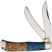 Rough Ryder Jumbo Trapper RR2651, Satin 440, Pandora Swirl Wood Resin, pocket knife