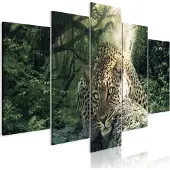 Artgeist Leopard Lying Wide Pale Green taulusetti