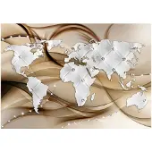 Kärkkäinen Artgeist World Map - White & Diamonds fototapetti