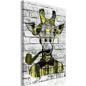 Artgeist Giraffe With Pipe Vertical Yellow taulu