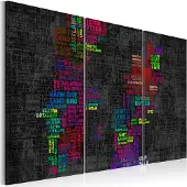 Artgeist Kartta Ruotsi (Värillinen Kaupunkien Nimiä) - Triptyykki taulusetti