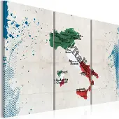 Artgeist Kartta Italia - Triptyykki taulusetti