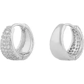 Sno of sweden Brooklyn Oval Ring Ear S/Clear - Onesize - Silver - ONE SIZE