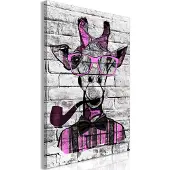 Artgeist Giraffe With Pipe Vertical Pink taulu