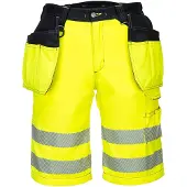 Portwest PW343 keltainen Hi-Vis riipputaskushortsit
