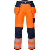 Portwest T501 oranssi/sininen Short hivis- riipputaskutyöhousut