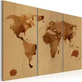 Artgeist Maailman Maalattu Kahvi - Triptyykki taulusetti