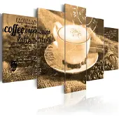 Artgeist Coffe, Espresso, Cappuccino, Latte Machiato ... - Sepia taulusetti