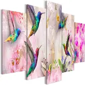Artgeist Colourful Hummingbirds Wide Pink taulusetti