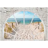 Kärkkäinen Artgeist Window View - Beach itseliimautuva fototapetti