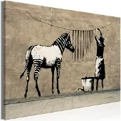 Artgeist Banksy: Washing Zebra on Concrete (1 Part) Wide taulu