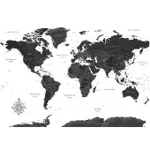 Artgeist Black and White Map itseliimautuva fototapetti