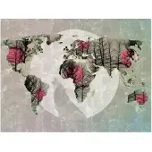 Artgeist Map of the World - Howling to the moon fototapetti