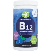 Raw Organic Terveyskaista B12 + B6 + Foolihappo, imeskeltävä (mustikka)