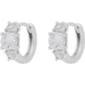 Sno of sweden Jen Stone Ring Ear S/Clear - Onesize - Silver - ONE SIZE