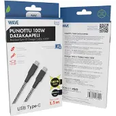 Wave punottu 100W 1,5m USB-C datakaapeli