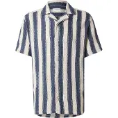 Lindbergh Bold Striped Resort Shirt S/S - Navy - S