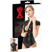 Late X Latex-vetoketjullinen, lyhythihainen naisten paita (musta)