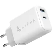 Lippa 65W USB-C PD & USB-A QC GaN Wall Charger - White