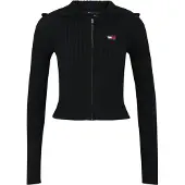 Tommy Hilfiger Neuletakki 'Tommy Badge Slim Zip-thru' punainen / musta / valkoinen