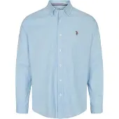 U.S. POLO ASSN. Paita 'UMCalvert' vaaleansininen / ruskea / verenpunainen
