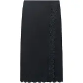 Mango Embroidered Cotton Skirt - Black - S