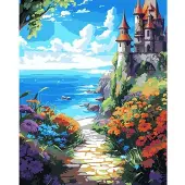 Koh-I-Noor Maalaus numeroilla 40x50 Linna meren rannalla