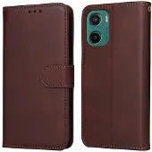 SKALO Motorola Moto G05 PU-nahka Lompakkokotelo - Ruskea
