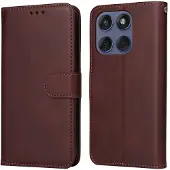 SKALO Motorola Edge 60 PU-nahka Lompakkokotelo - Ruskea