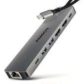 Axagon 3.2 Gen1 USB-C 7-in-1 -telakka, harmaa