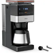 Krups Grind Aroma XL KT8428, Suodatinkahvinkeitin, Kahvipavut, Sisäänrakennettu jauhin, 1000 W, Musta, Ruostumaton teräs (KT8428 GRIND AROMA XL THERMO)