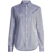 Ralph Lauren for woman. 211891379001 Cotton shirt with blue Slim Fit stripes (36), Beige, Casual, Classic, Long sleeve