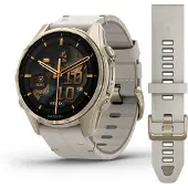Garmin Fenix 8 43mm Amoled Sapphire Soft Gold-FogGray with Leather Band 010-02903-40