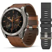 Garmin Fenix 8 51mm Amoled Sapphire Titanium with Chestnut Leather band 010-02905-40