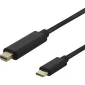 Deltaco – USB-C / mini DisplayPort -kaapeli, 4K UHD@60Hz, 1 m, musta (140014)