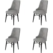 Atelier Del Sofa 4 tuolin setti Pare, harmaa/musta