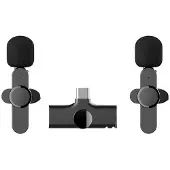 Lippa Langaton lavalier-mikrofoni - USB-C - 2 Kpl. - Musta