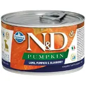 Farmina N&D Pumpkin Lamb, Pumpkin & Blueberry Puppy Mini, Koiran märkäruoka, Grain Free, 140 g