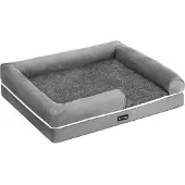 Songmics Ortopedinen koiranpeti kohoreunalla 91 x 71 x 25 cm, harmaa