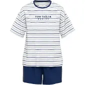 Tom Tailor Pyjamashortsit 'Charlotte' laivastonsininen / safiiri / valkoinen