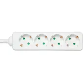 Deltaco – Maadoitettu jatkojohto, 4 x CEE 7/3, 1x CEE 7/7, kosketussuoja, 1,5m, valkoinen (GT-0400)