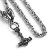Lykken Viking Thorin vasara Mjölnir teräskaulakoru 60cm