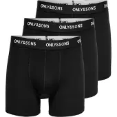 Only & Sons Onsfitz Solid Black Boxer 3Pack3854 Noos - Black - M