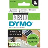 Dymo D1 -teippi 6 mm x 7 m, musta valkoisella pohjalla