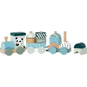 Eichhorn Wooden Block Train Panda 16 pieces.