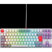 Cherry K4V2 TKL, Langallinen, USB, Mekaaninen, QWERTZ, RGB LED, Harmaa, Vaaleanharmaa, Punainen (CX-K4V2-RGB-TKL-RETRO-R-GER)