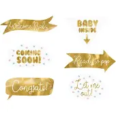 Party Deco Valokuvarekvisiitta Baby Shower Kulta Metallic - 6-pakkaus