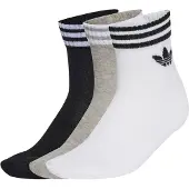 Adidas Sukat '3-Stripes Ankle 3 Pairs' meleerattu harmaa / musta / valkoinen