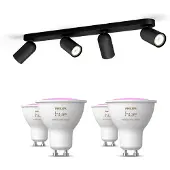 Philips Pongee 4 Spotilla, Musta + 4 Kpl Väriä Toistavaa Gu10-lamppua